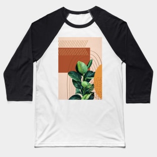 Mid Century Modern, Abstract Botanical Illustration, Ficus Art Baseball T-Shirt